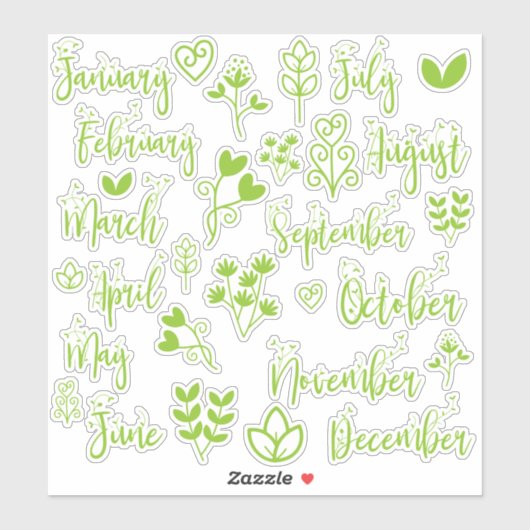 12 Maanden Leaf Journal Stickers in Lawn Green (Vel)