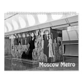 12 maanden metrostation Moskou in zwart-wit Kalender (Hoes)