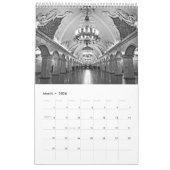 12 maanden metrostation Moskou in zwart-wit Kalender (Mar 2026)