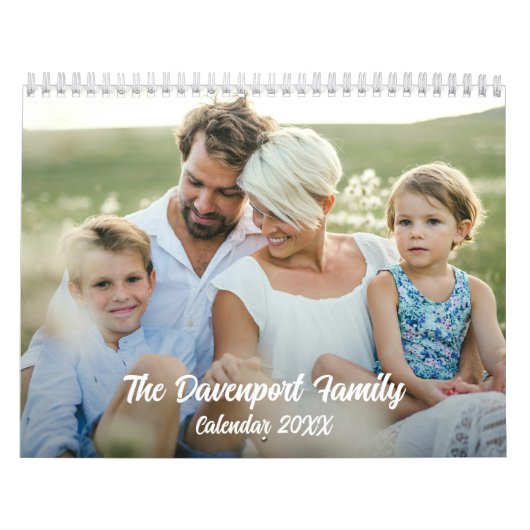 12 Maanden Modern Familie Aangepaste Foto Kalender (Hoes)