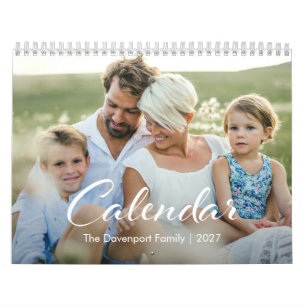12 Maanden Modern Script Familie Aangepaste Foto Kalender