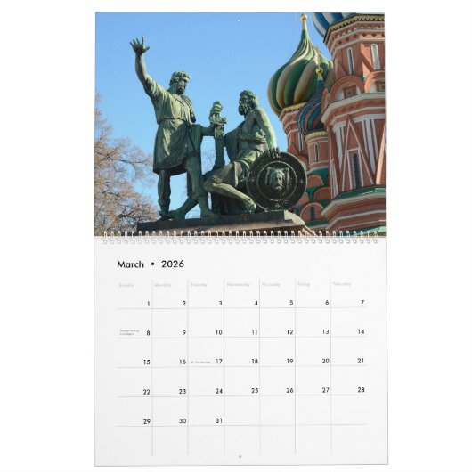 12 maanden Moskou, Rusland Kalender (Mar 2026)