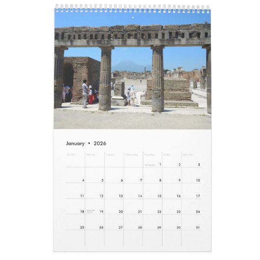 12 maanden Pompeii, Italië Kalender (Jan 2026)