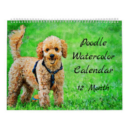 12 maanden Poodle Waterverf Honden Kalender