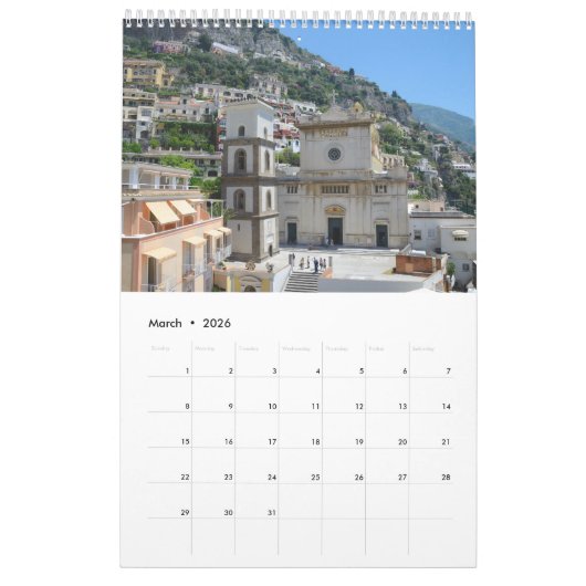 12 maanden Positano Kalender (Mar 2026)
