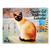 12 maanden Prachtige Siamese katten Waterverf schi Kalender (Hoes)