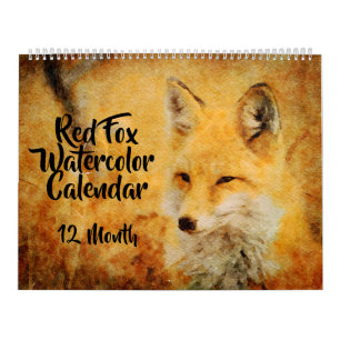 12 maanden - Red Fox Waterverf Paintings Wildlife Kalender