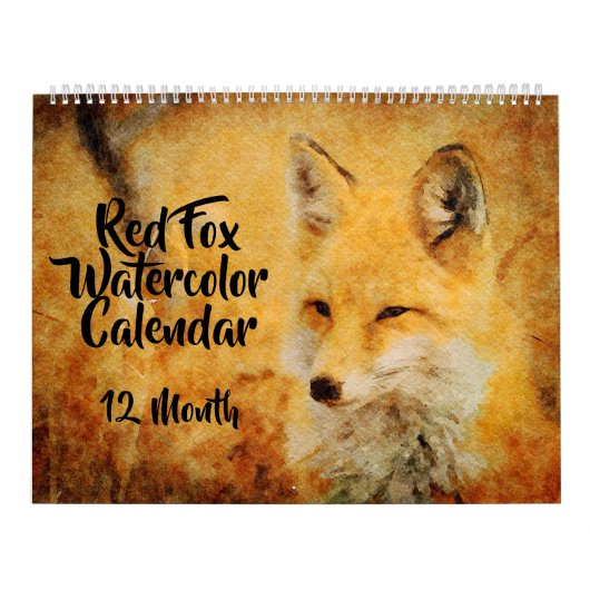 12 maanden - Red Fox Waterverf Paintings Wildlife Kalender (Hoes)