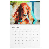 12 maanden Red Irish Setter Dog Waterverf Painting Kalender (Mar 2026)