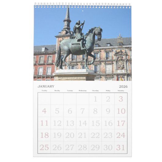 12 maanden Rond Schuurkalender Madrid Kalender (Jan 2026)