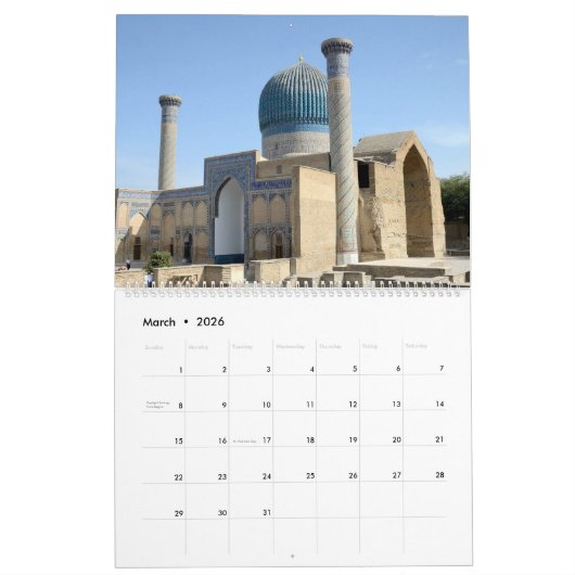12 maanden Samarkand, Oezbekistan Kalender (Mar 2026)