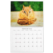 12 maanden - Striped Chipmunks Wildlife Waterverf Kalender (Feb 2026)