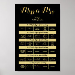 12 MAANDEN TROUWPLANNER TEMPLATE Zwart Goud Poster