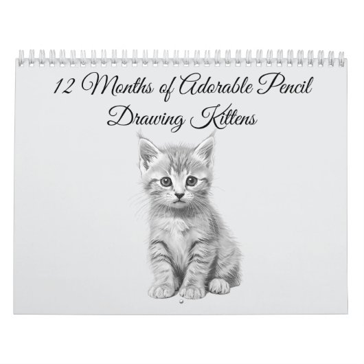 12 maanden van aanbiddelijke potloodtekening katje kalender (Hoes)