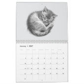 12 maanden van aanbiddelijke potloodtekening katje kalender (Jan 2027)