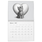 12 maanden van aanbiddelijke potloodtekening katje kalender (Feb 2027)