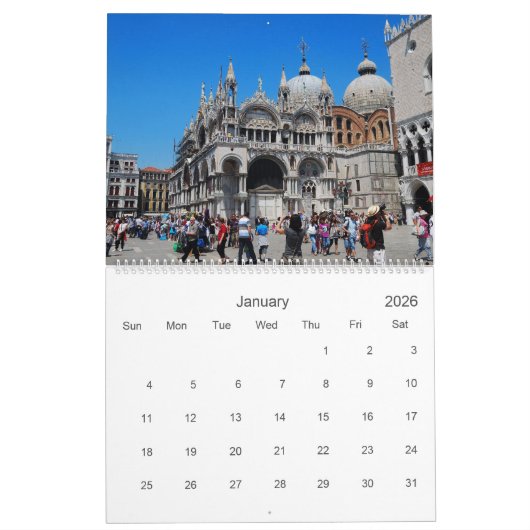 12 maanden Venice Photo Calendar Kalender (Jan 2026)