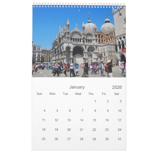 12 maanden Venice Photo Calendar Kalender (Jan 2026)