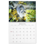 12 maanden Waterverf Raccoon Wildlife Painting Art Kalender (Mar 2026)