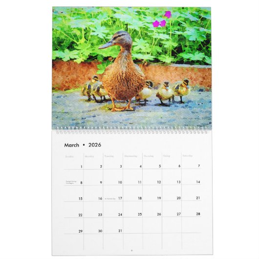 12 maanden Waterverf van moeder baby Kalender (Mar 2026)
