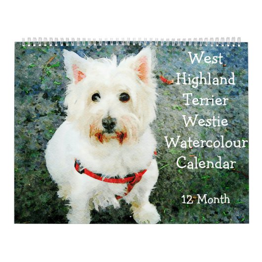 12 maanden West Highland Terrier Dogs Westies Gift Kalender (Hoes)