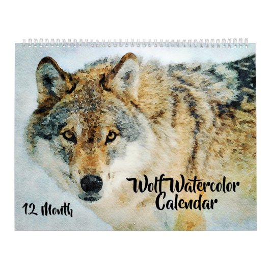 12 maanden Wolf Decor Waterverf Wolven schilderen Kalender (Hoes)