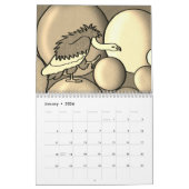 12-maandenkalender met kinderachtige sepia-tekenin kalender (Jan 2026)