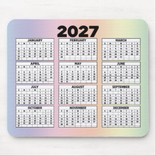 12-maandenkalender voor 2027 op Regenboog Muismat