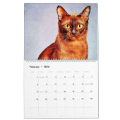 12-maandenlange Waterverf van Birmese katten art. Kalender (Feb 2026)