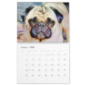 12-maands Cute Pug-Waterverf voor gezelschapsdiere Kalender (Jan 2026)