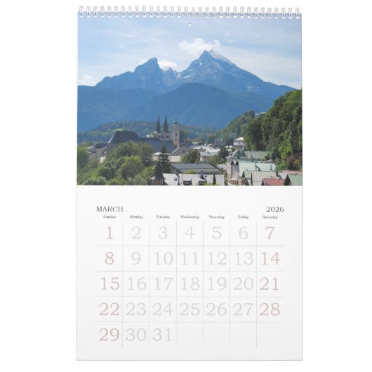 12-maands Europa Wall Agenda Kalender (Mar 2026)