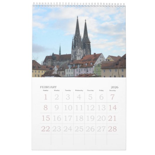 12-maands Europa Wall Agenda Kalender (Feb 2026)