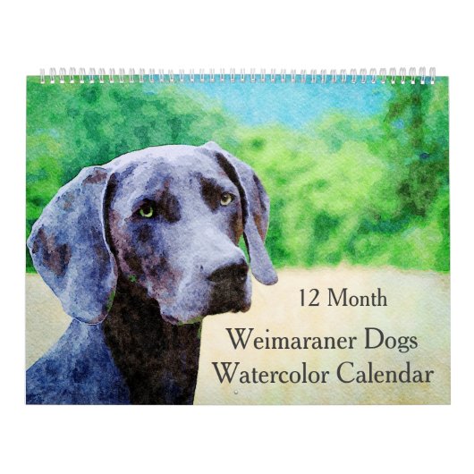 12-maands Ghoxyhars Weimaraner Waterverf Gifts Kalender (Hoes)