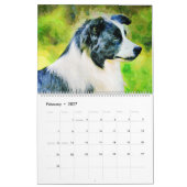 12-maands grens Collie Sheep Dogs Waterverf Art Kalender (Feb 2027)