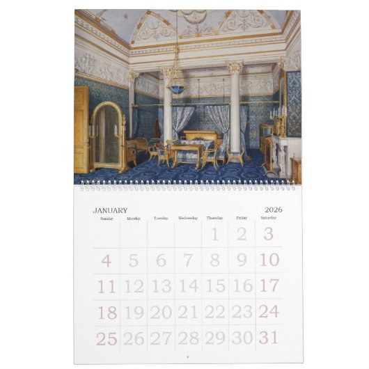 12-maands interieurs van het winterpaleis kalender (Jan 2026)