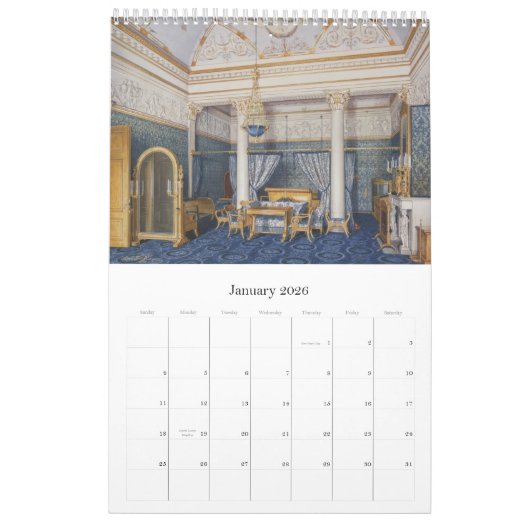 12-maands interieurs van het winterpaleis kalender (Jan 2026)