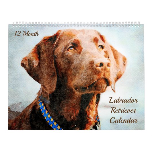 12-maands Labrador Retriever Waterverf Honden Gift Kalender (Hoes)