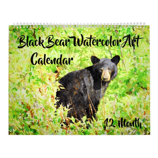 12-maands prachtige Beer Wildlife schilderijen Art Kalender (Hoes)