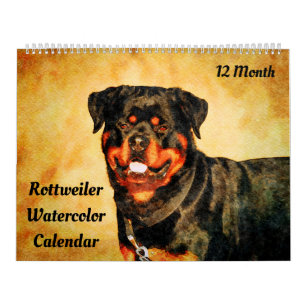 12-maands prachtige rottweiler-honden Waterverf-ca Kalender