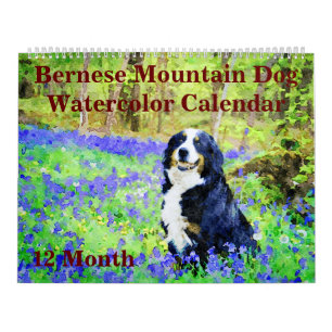 12-maands Regal Bernese Mountain Dogs Waterverf Kalender