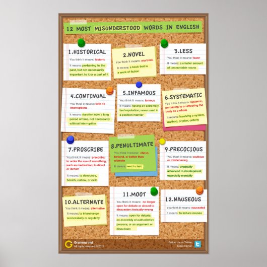 12 Meest verkeerd begrepen woorden. versie 2 Poster (Voorkant)