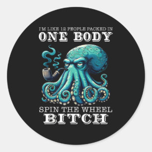 12 mensen verpakt in één lichaam draaien de octo ronde sticker