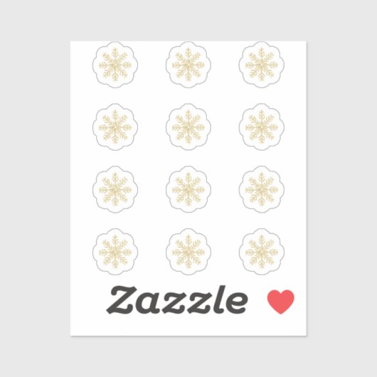 12 Mini Gold Snowflake Stickers (Vel)