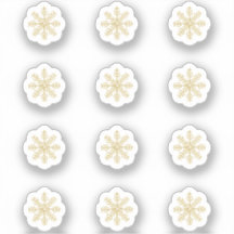 12 Mini Gold Snowflake Stickers