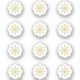 12 Mini Gold Snowflake Stickers