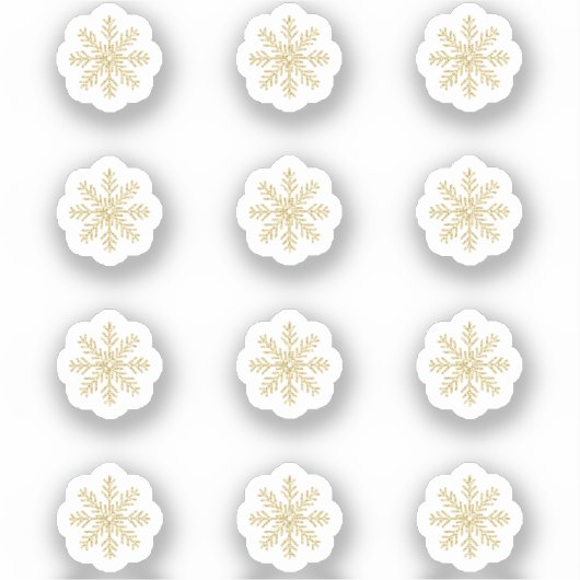 12 Mini Gold Snowflake Stickers (Voorkant)