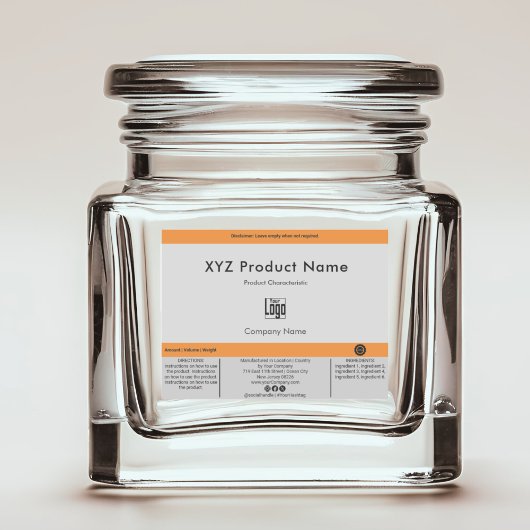 12 Minimale Grijs Zwart Sinaasappel Product Labels