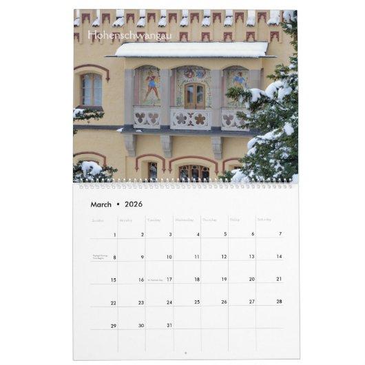 12 Month Bavaria Wall Calendar Kalender (Mar 2026)
