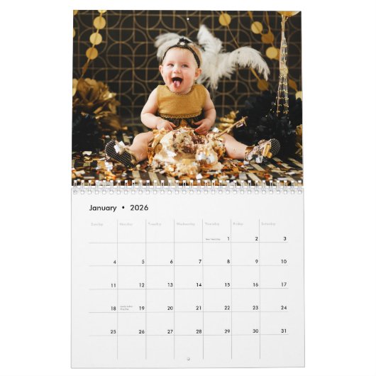 12 Month Family Custom Photo Kalender (Jan 2026)