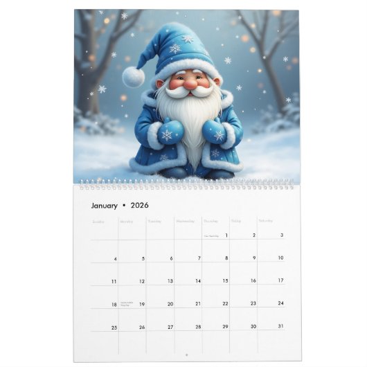 12 Month Gnome  Kalender (Jan 2026)